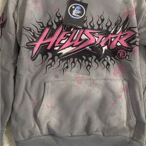 Hellstar Women's Graphic Crew Neck Sweater - Gray and Pink